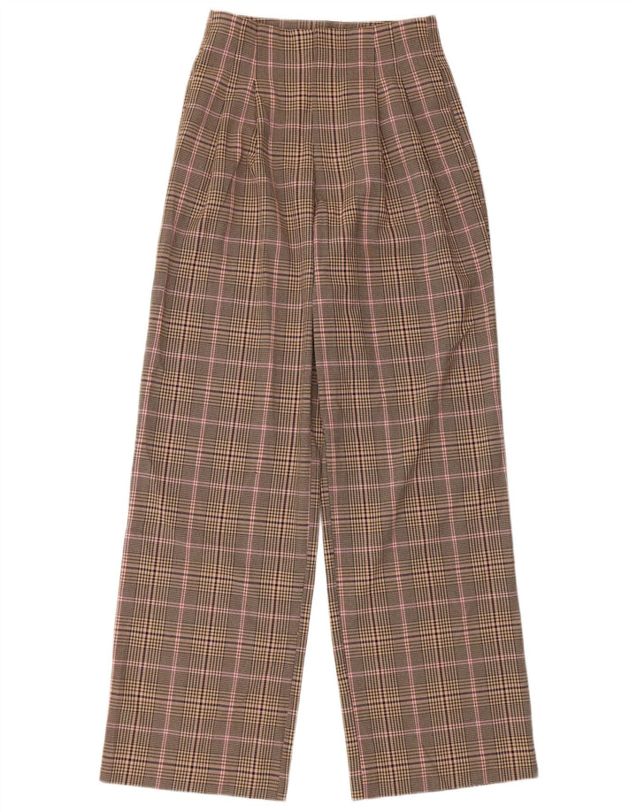 Pantaloni casual con pegging da donna Zara XS W24 L30 Poliestere a quadri beige