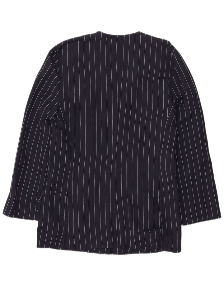 Giacca blazer vintage da donna a 4 bottoni IT 44 medio blu navy a righe