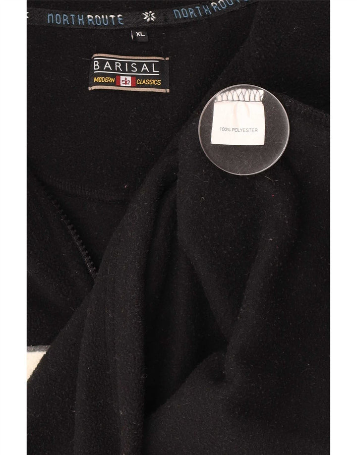 Maglione in pile da uomo Barisal con zip grafica e collo XL in poliestere color block nero