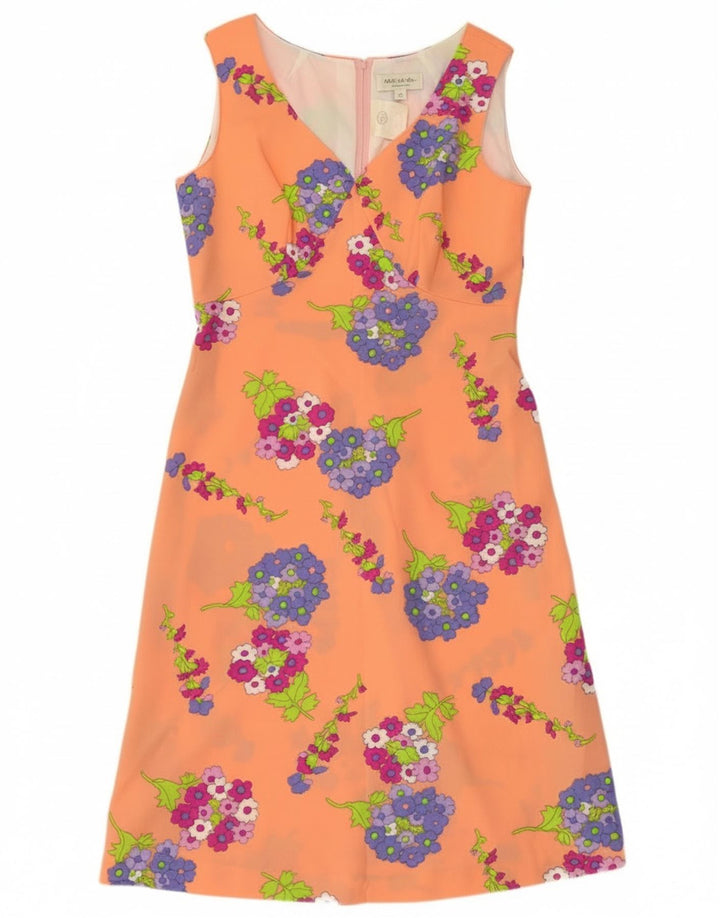 Abito a trapezio senza maniche da donna C & A EU 42 Grande poliestere floreale arancione