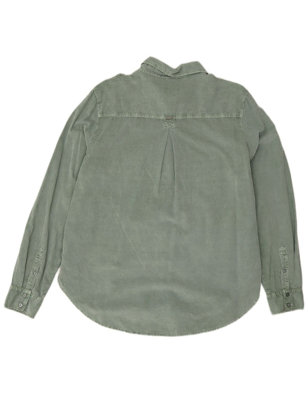 Guess Camicia militare oversize in velluto a coste da donna UK 12 Cotone verde medio