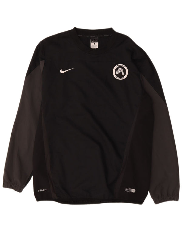 Nike - Maglia grafica da uomo Dri Fit a maniche lunghe, grande, in poliestere color block nero