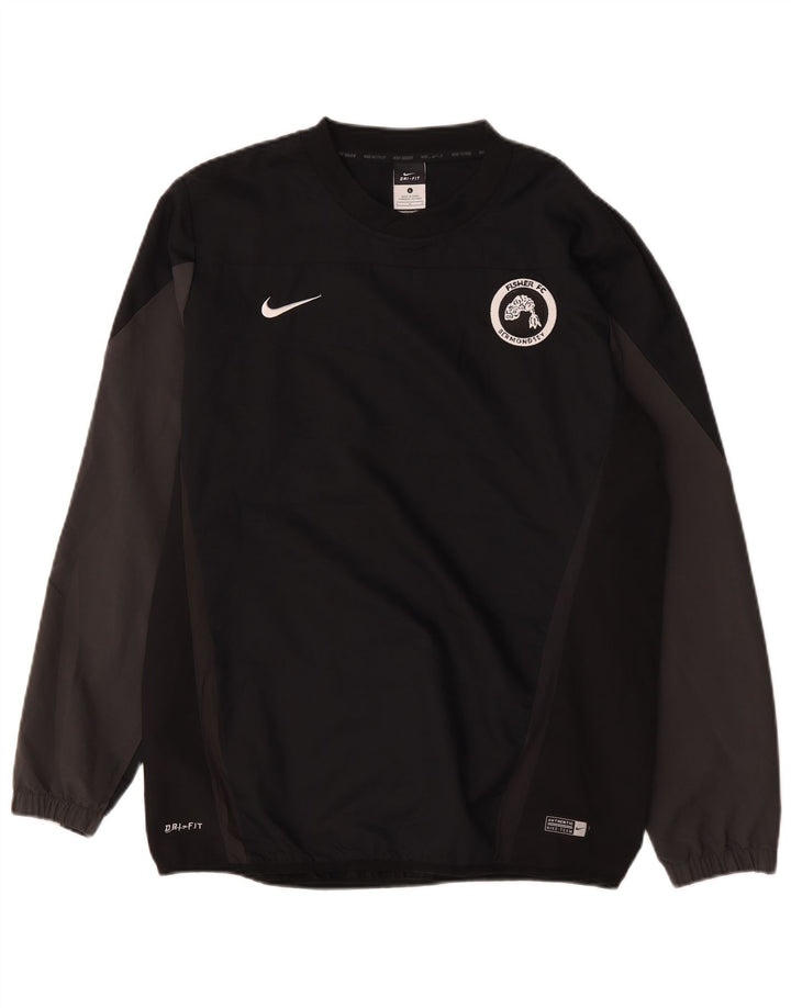 Nike - Maglia grafica da uomo Dri Fit a maniche lunghe, grande, in poliestere color block nero