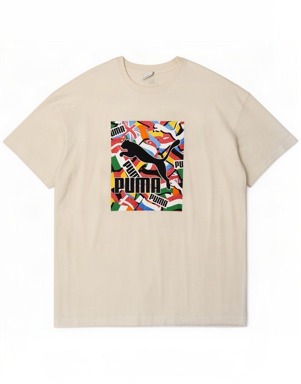 T-shirt grafica da uomo Puma Top Small in cotone bianco