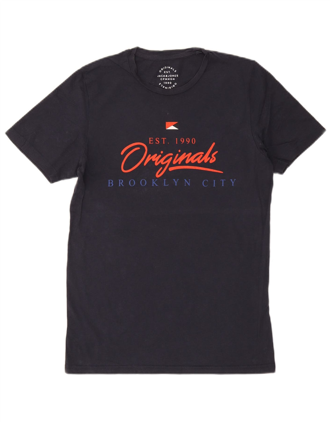 T-shirt grafica da uomo Jack & Jones Top in cotone blu navy medio