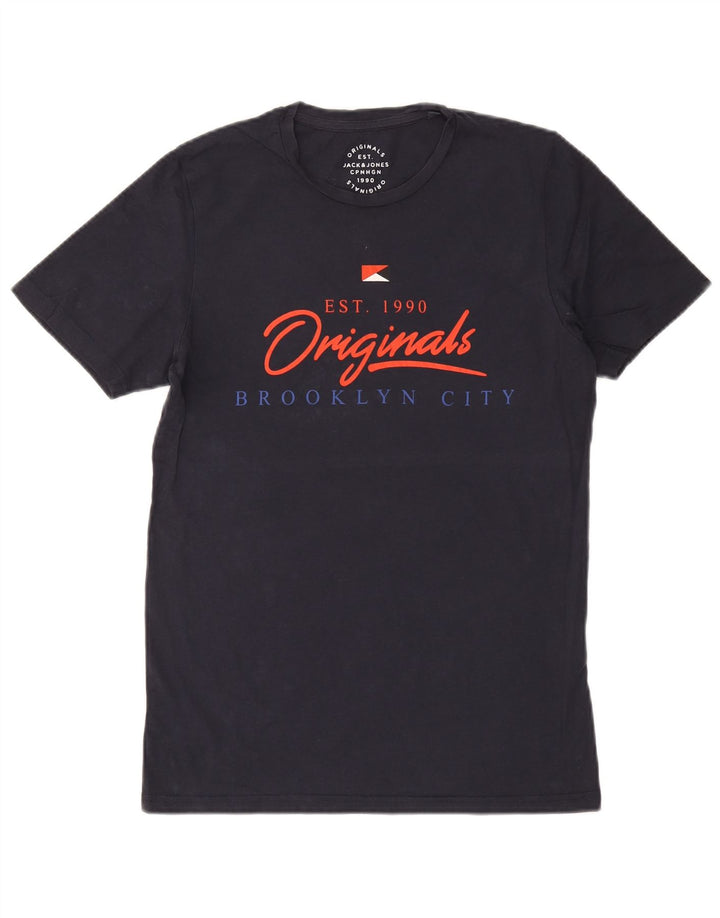 T-shirt grafica da uomo Jack & Jones Top in cotone blu navy medio