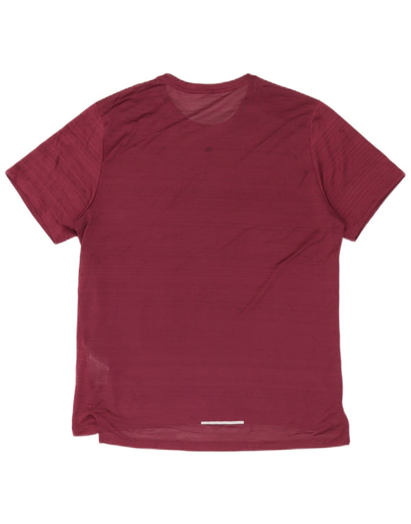 T-shirt Nike da uomo Dri Fit, top grande, in poliestere a righe bordeaux
