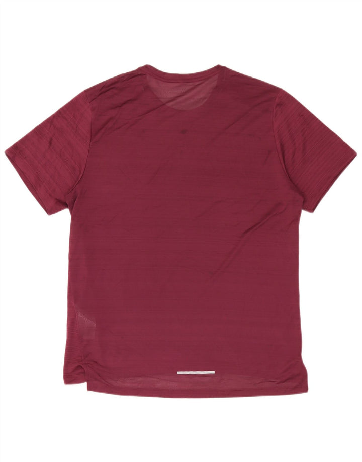 T-shirt Nike da uomo Dri Fit, top grande, in poliestere a righe bordeaux
