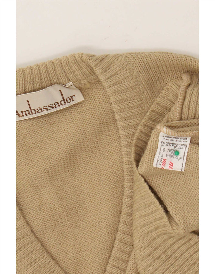 Maglione da uomo con scollo a V Ambassador Lana di alpaca beige medio