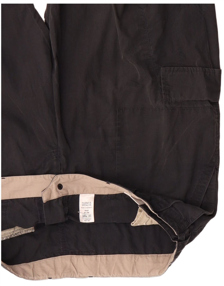 MARKS & SPENCER Pantaloncini cargo da uomo W38 XL Blu navy in cotone