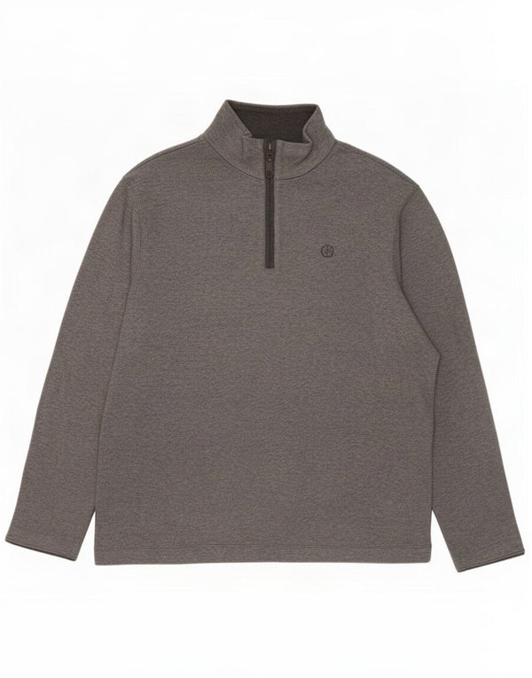 Felpa Marks & Spencer da uomo con collo con zip blu Harbour, maglione XL grigio