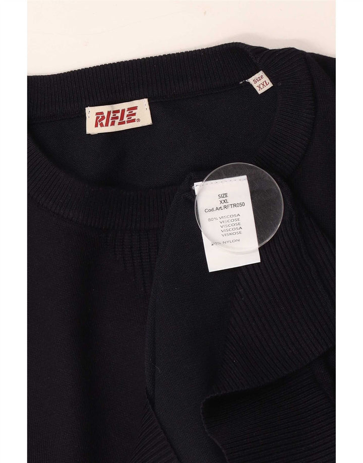 Maglione da uomo girocollo Rifle 2XL in viscosa blu navy