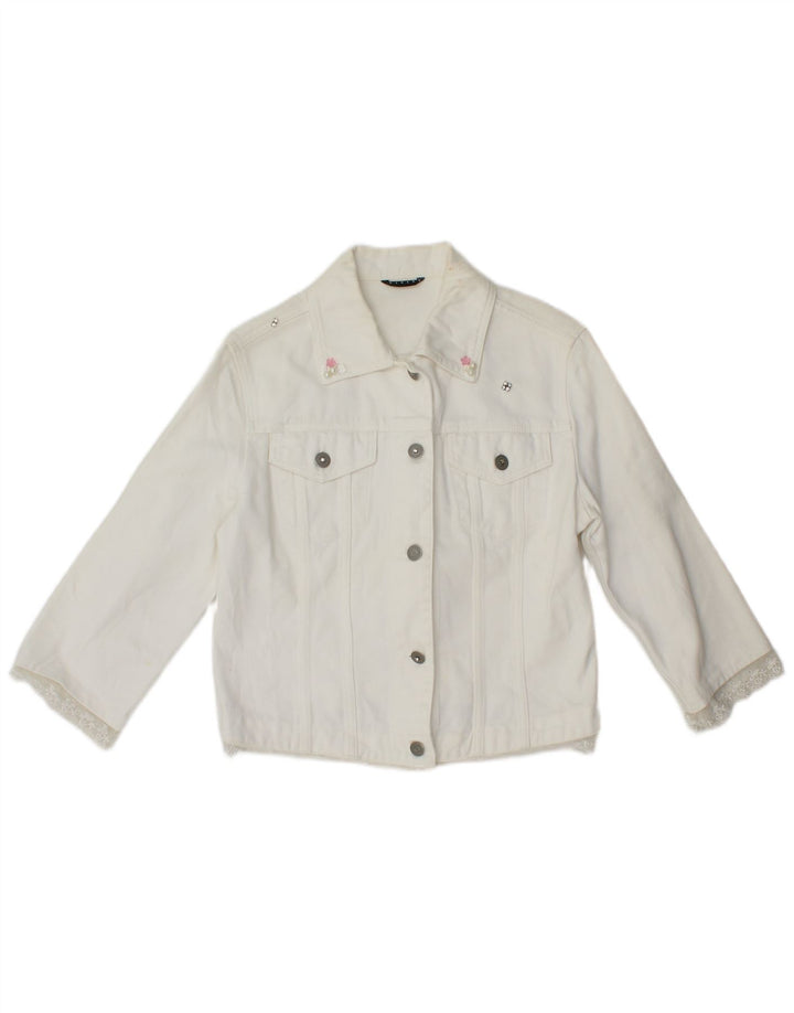 Giacca in denim da donna con maniche a 3/4 Sisley UK 4 XS bianca