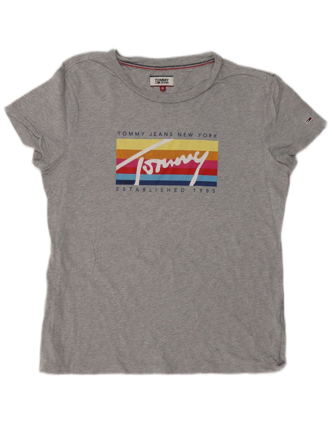 T-shirt grafica da donna Tommy Hilfiger Top UK 14 Grigio medio