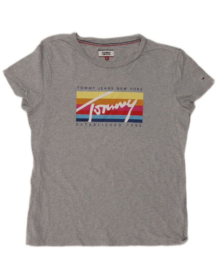 T-shirt grafica da donna Tommy Hilfiger Top UK 14 Grigio medio
