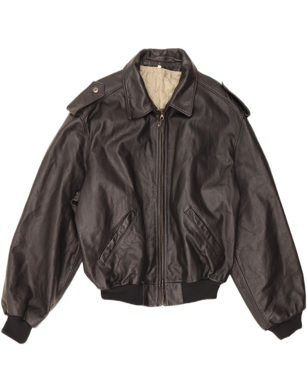 Giacca in pelle militare da uomo VINTAGE IT 52 XL Nera