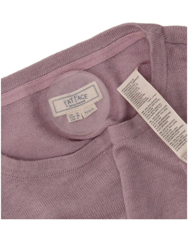 Maglione maglione girocollo oversize da donna Fat Face UK 10 piccolo viola