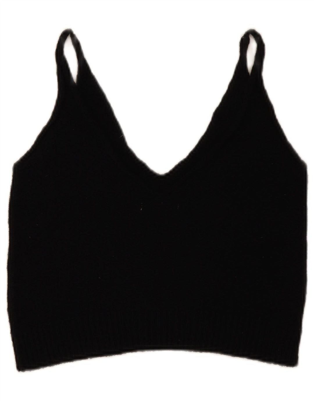 Top corto senza maniche in maglia da donna Zara UK 12 cotone nero medio