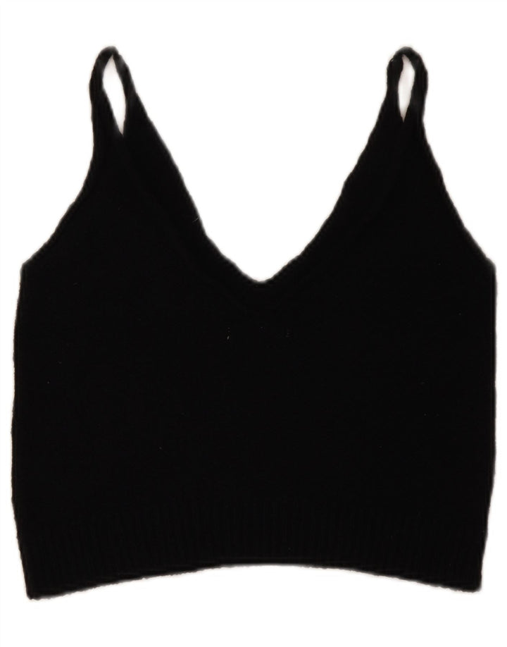 Top corto senza maniche in maglia da donna Zara UK 12 cotone nero medio