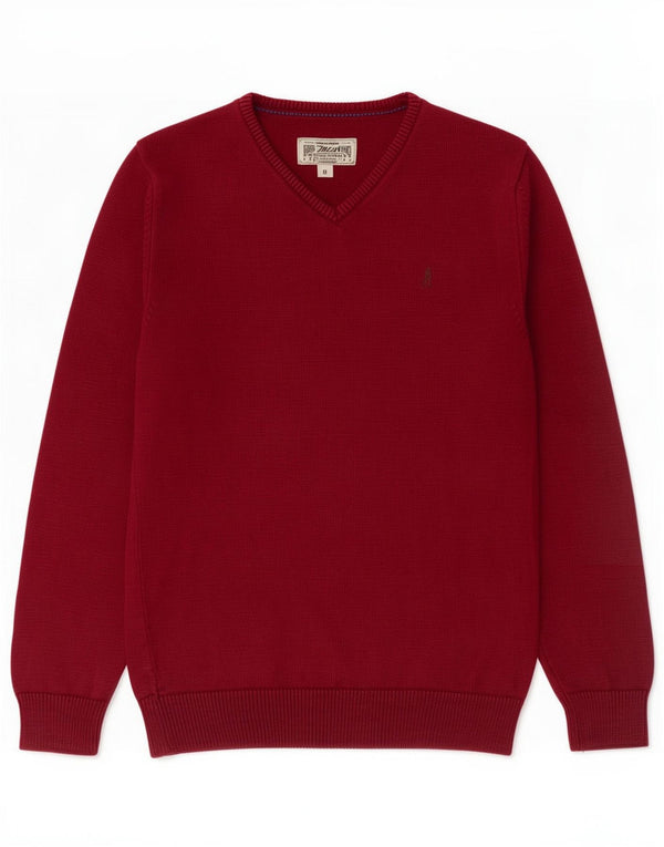 Marlboro Classics Maglione da bambino con scollo a V grafico 11-12 anni Bordeaux