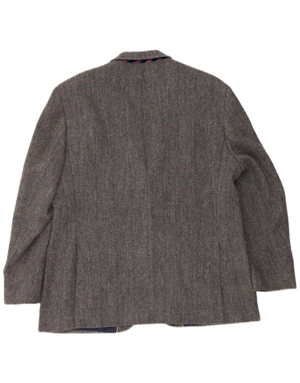 Giacca blazer a 2 bottoni da uomo Marks & Spencer UK 46 XL lana a spina di pesce grigia