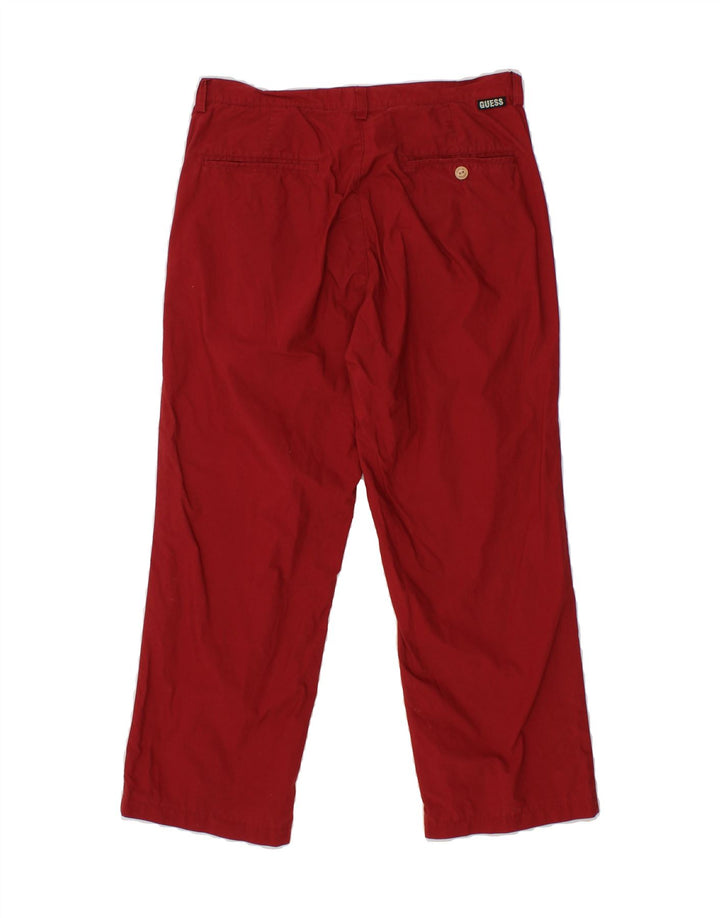 GUESS Womens Straight Cropped Trousers W30 L24 Red Cotton Vintage Guess and Second-Hand Guess from Messina Hembry 
