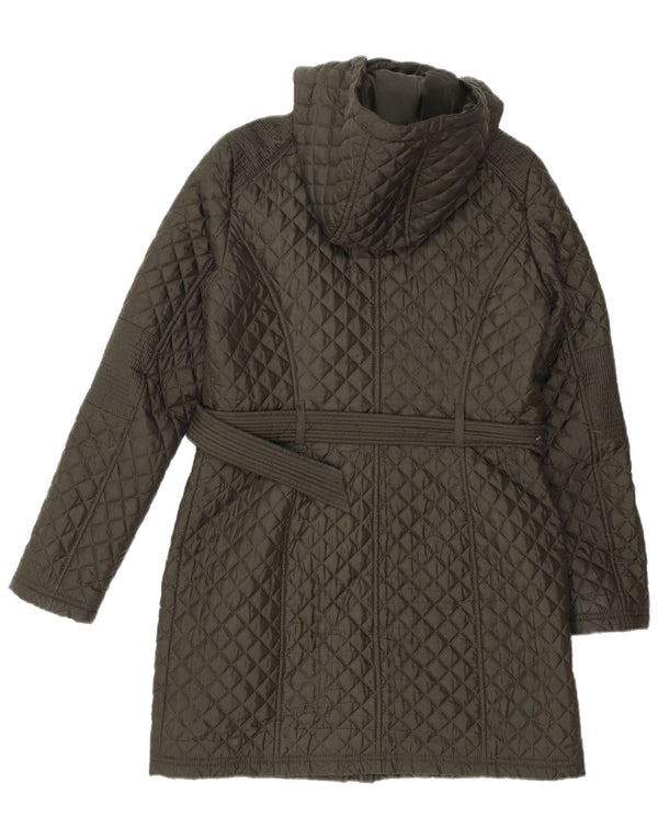 Cappotto trapuntato con cappuccio da donna Marks & Spencer UK 10 piccolo poliestere verde