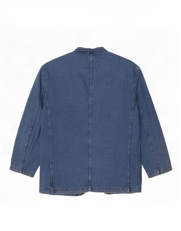 Giacca blazer in denim da uomo a 2 bottoni Ontario UK 42 XL cotone blu