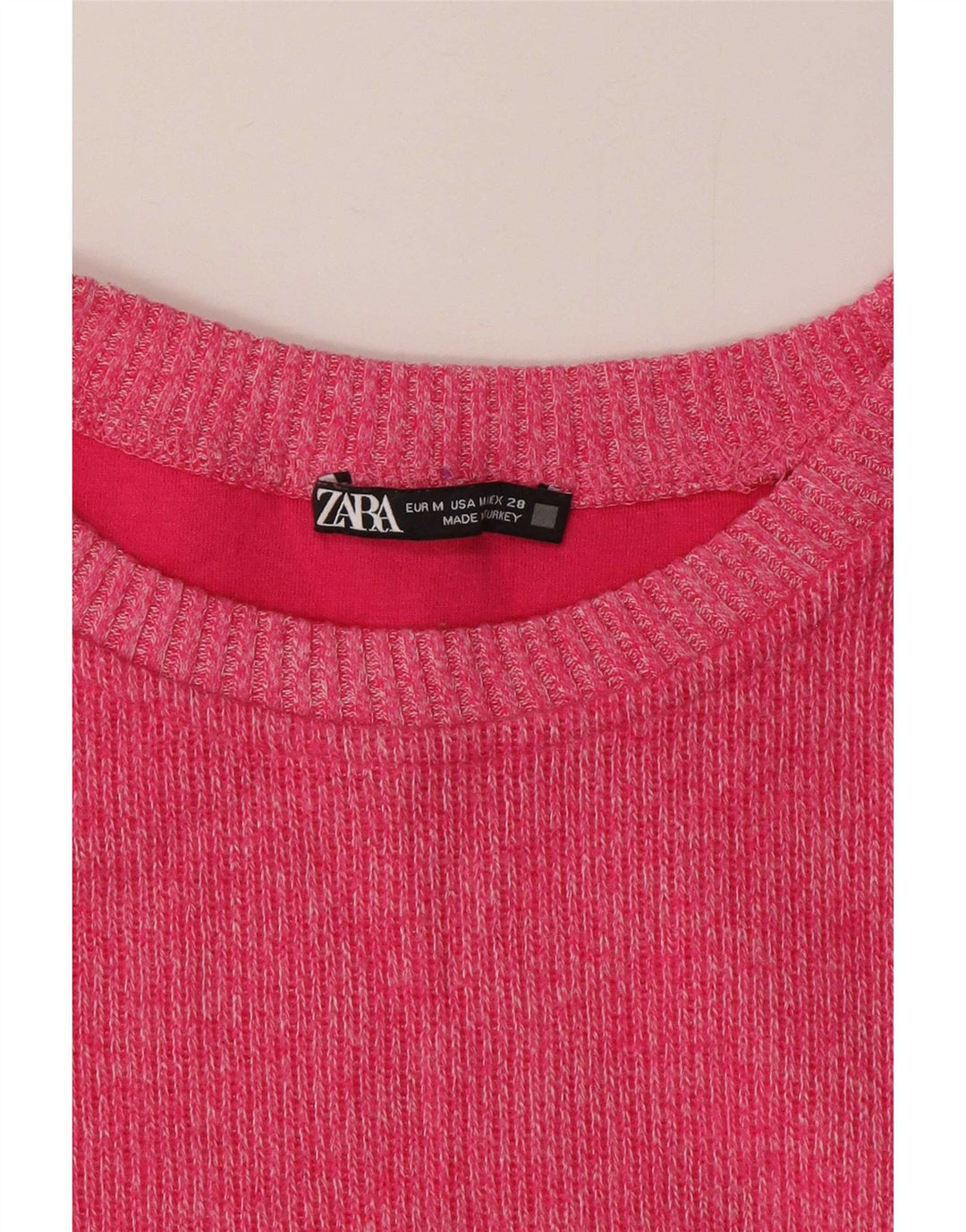 Top corto da donna Zara manica lunga UK 14 rosa medio