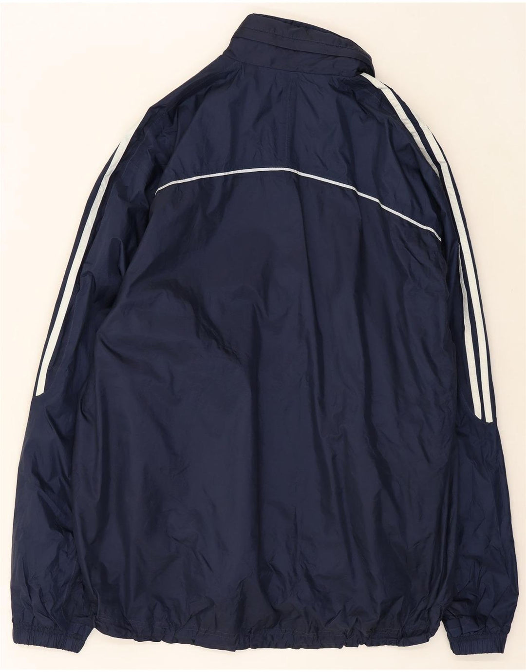 ADIDAS Mens Hooded Rain Jacket UK 40 Large Navy Blue Polyamide Vintage Adidas and Second-Hand Adidas from Messina Hembry 