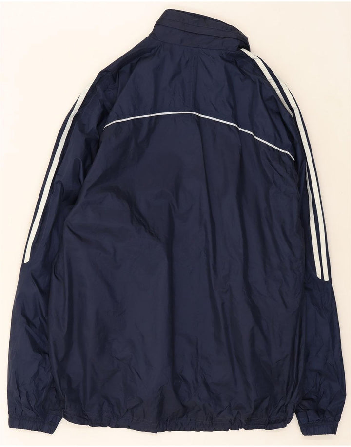 ADIDAS Mens Hooded Rain Jacket UK 40 Large Navy Blue Polyamide Vintage Adidas and Second-Hand Adidas from Messina Hembry 