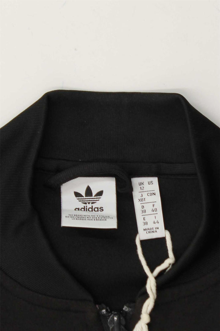 ADIDAS Womens Graphic Tracksuit Top Jacket UK 12 Medium  Black Colourblock