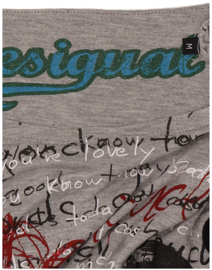 Desigual T-shirt grafica da donna Top UK 14 Grigio medio