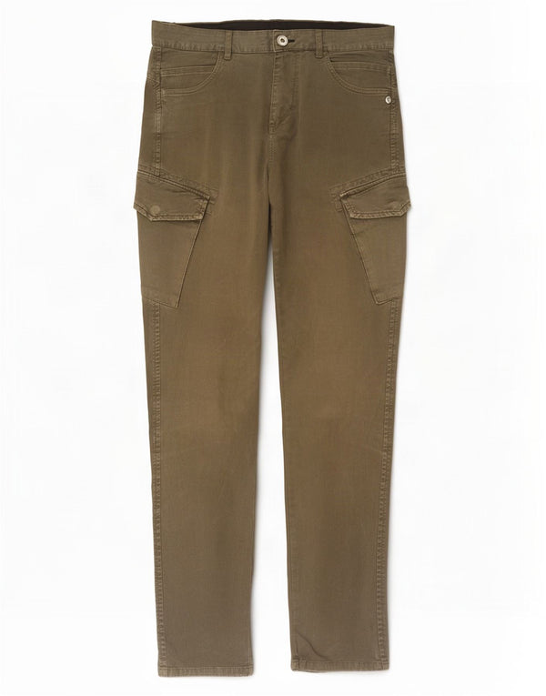 Scorpion Bay Mens Slim Cargo Trousers W32 L33 Khaki Cotton