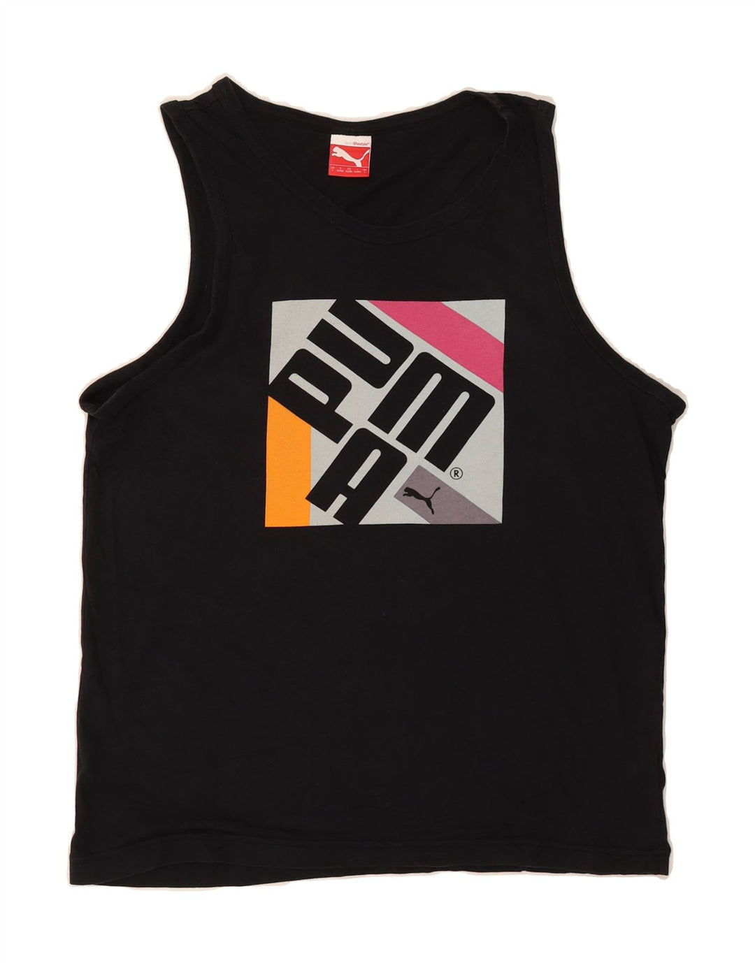 PUMA Womens Graphic Vest Top UK 16 Large Black Cotton Vintage Puma and Second-Hand Puma from Messina Hembry 