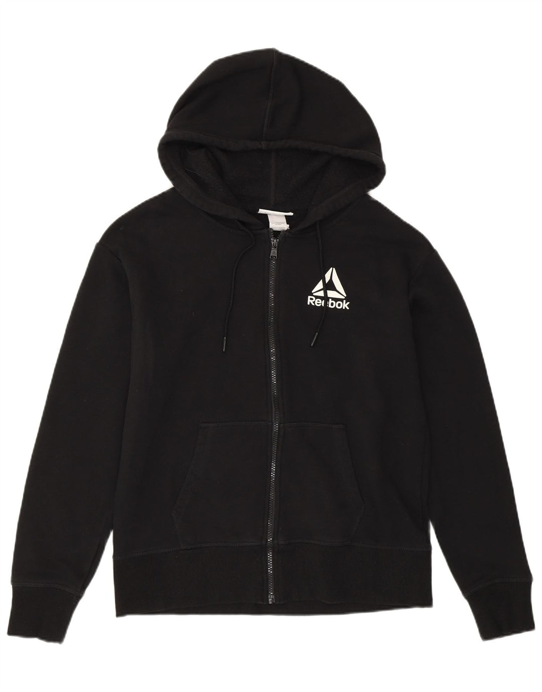 Maglione con cappuccio e zip da donna REEBOK UK 14 cotone nero medio