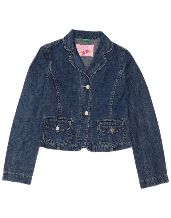 Giacca blazer in denim a 2 bottoni per ragazze Benetton 11-12 anni XL in cotone blu