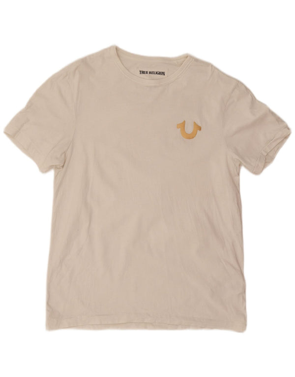 T-shirt grafica da uomo True Religion Top in cotone bianco medio