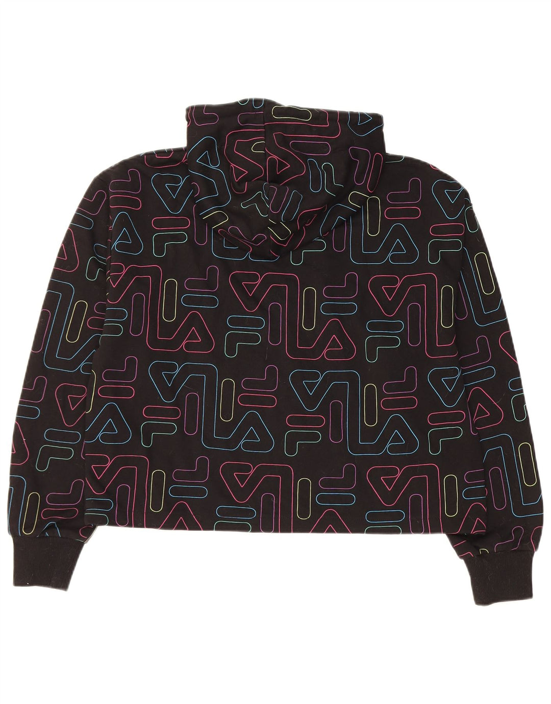 Maglione con cappuccio grafico corto da donna FILA UK 14 cotone nero medio