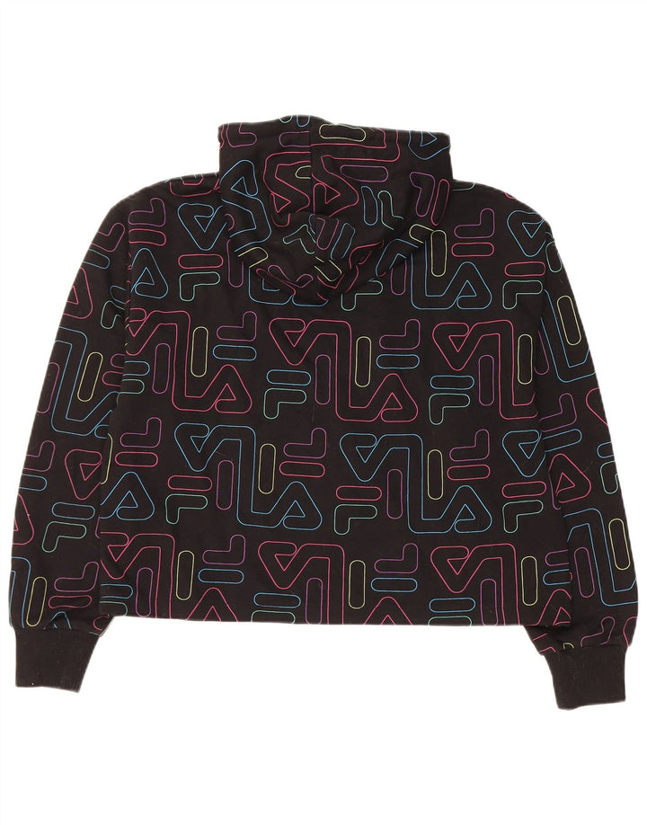 Maglione con cappuccio grafico corto da donna FILA UK 14 cotone nero medio