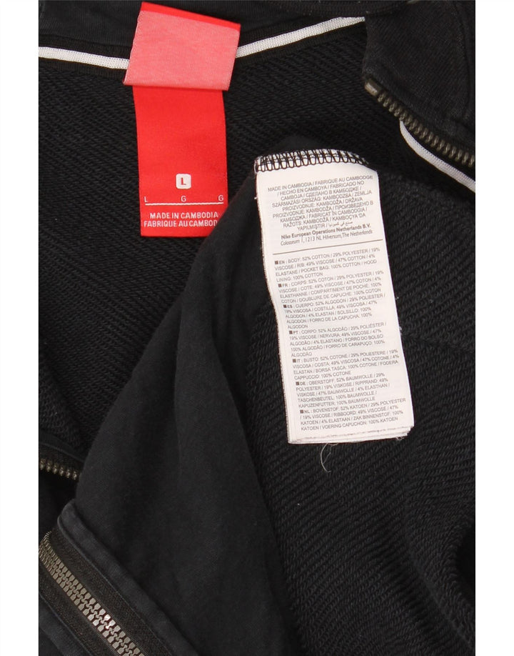 Felpa con cappuccio e zip Nike da uomo, grande, in cotone nero