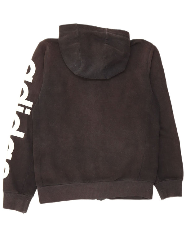 Felpa con cappuccio con zip grafica Adidas da uomo piccola in cotone nero