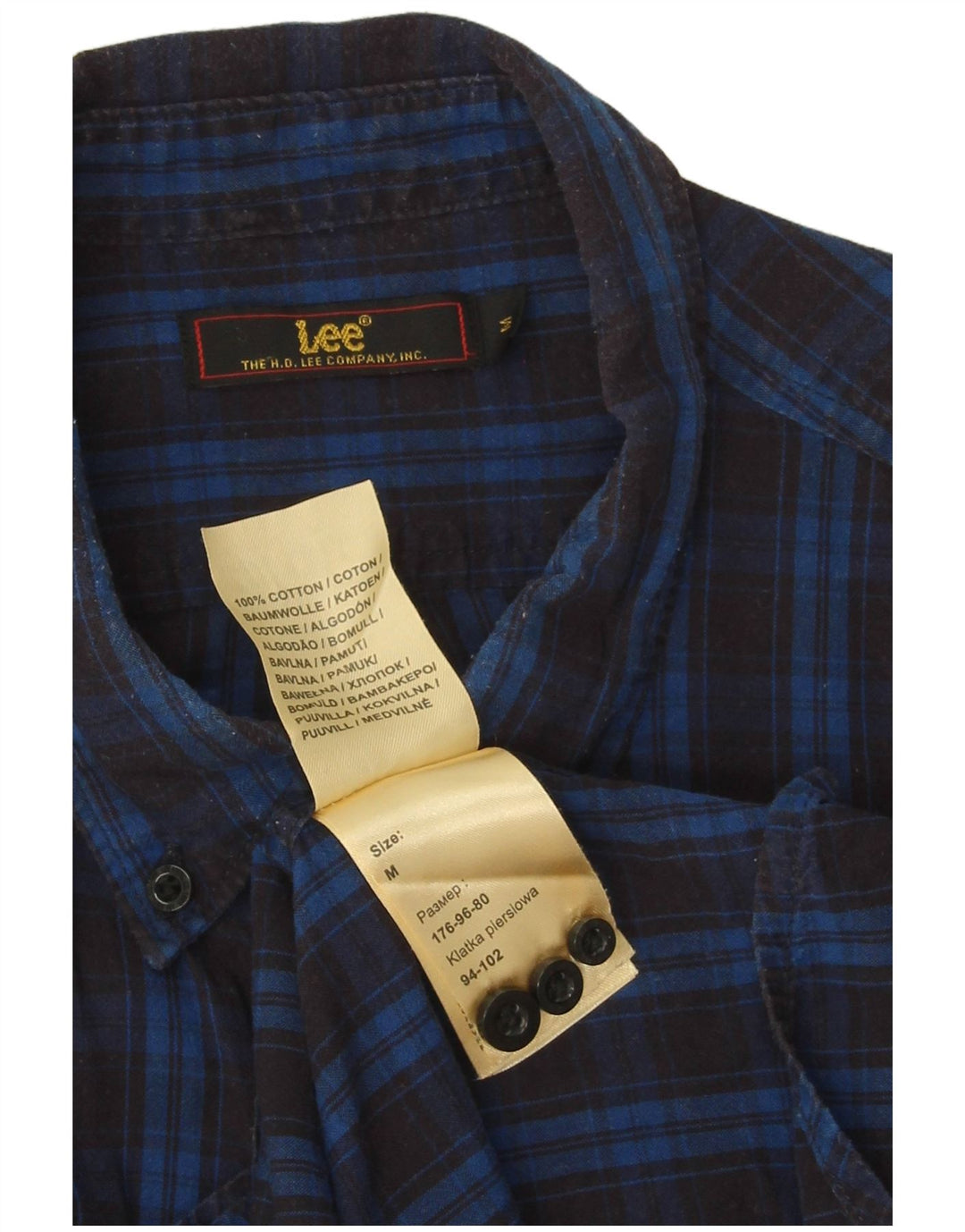 Camicia in flanella da uomo Lee in cotone a quadri blu navy medio