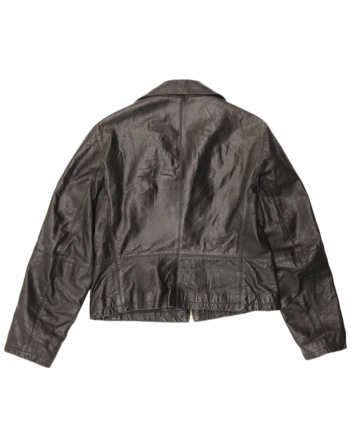 Giacca in pelle vintage da donna IT 48 XL Nera