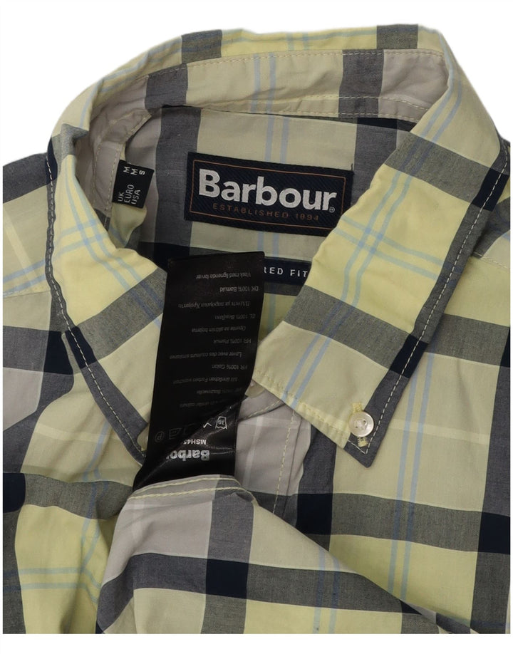 Camicia Barbour da uomo dalla vestibilità rilassata, in cotone a quadri gialli medi