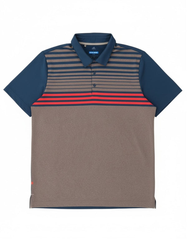Polo Adidas da uomo grande in poliestere color block grigio