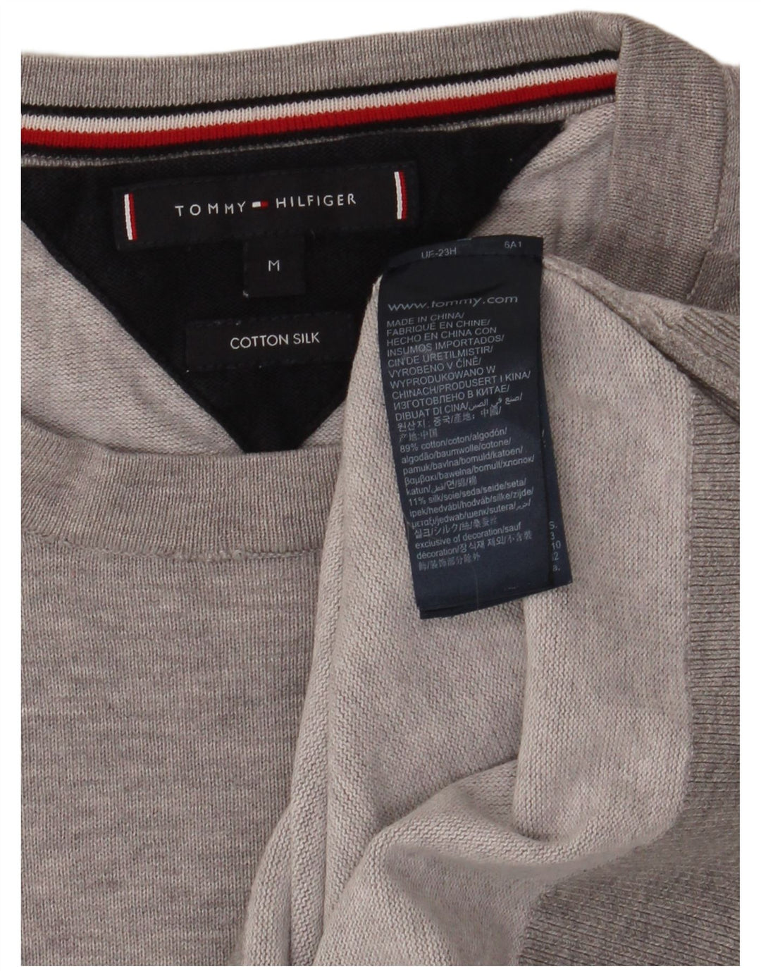 Maglione maglione girocollo da uomo Tommy Hilfiger in cotone grigio medio