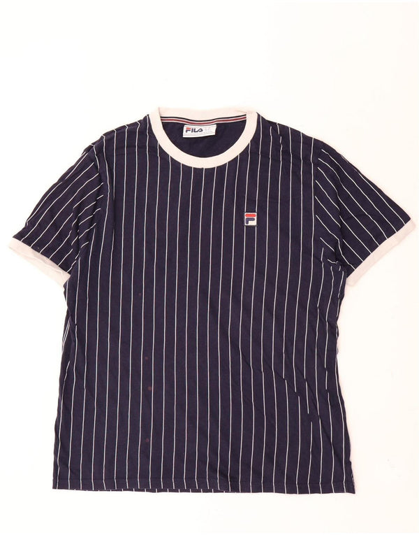 T-shirt da uomo Fila Top XL in cotone a righe blu navy