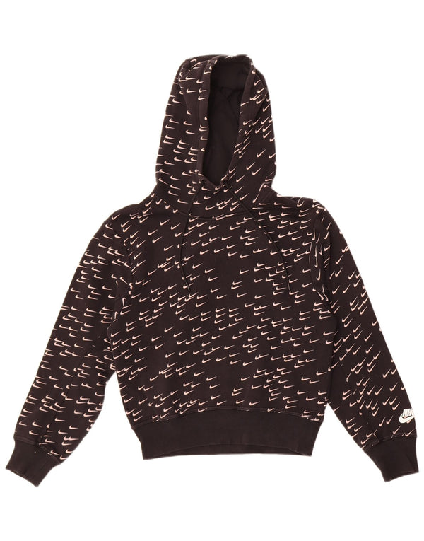 Felpa con cappuccio oversize con grafica Nike da donna UK 10 piccola in cotone nero