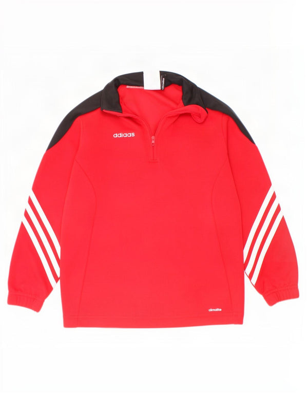 Top della tuta da ginnastica Adidas da ragazzo con zip e collo, 5-6 anni, XS, colore rosso
